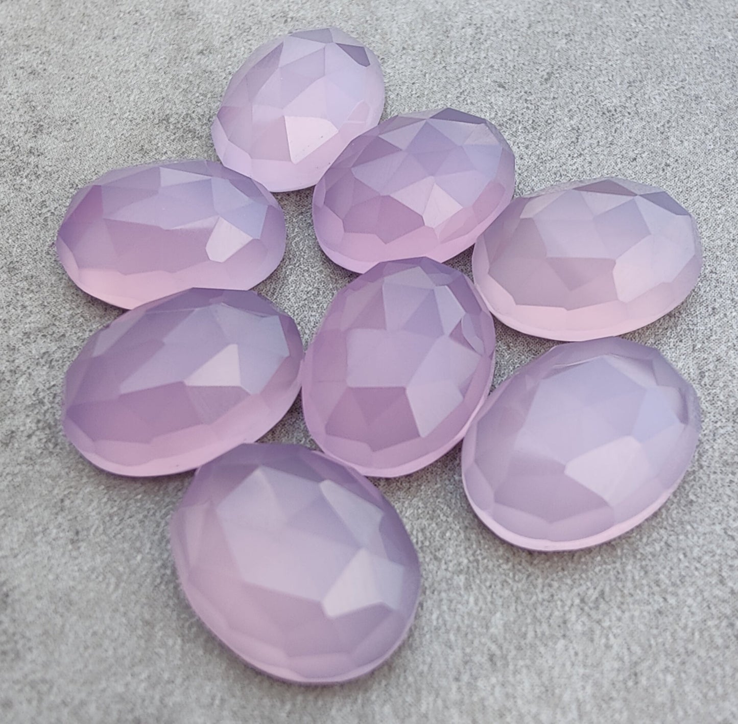 AAA+ QUALITY NATURAL LAVENDER CHALCEDONY OVAL SHAPE ROSE CUT FLAT BACK CALIRATED GEMSTONES, ALL SIZES AVAILABLE
