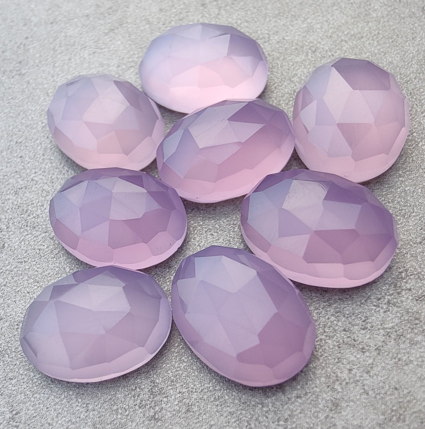 AAA+ QUALITY NATURAL LAVENDER CHALCEDONY OVAL SHAPE ROSE CUT FLAT BACK CALIRATED GEMSTONES, ALL SIZES AVAILABLE