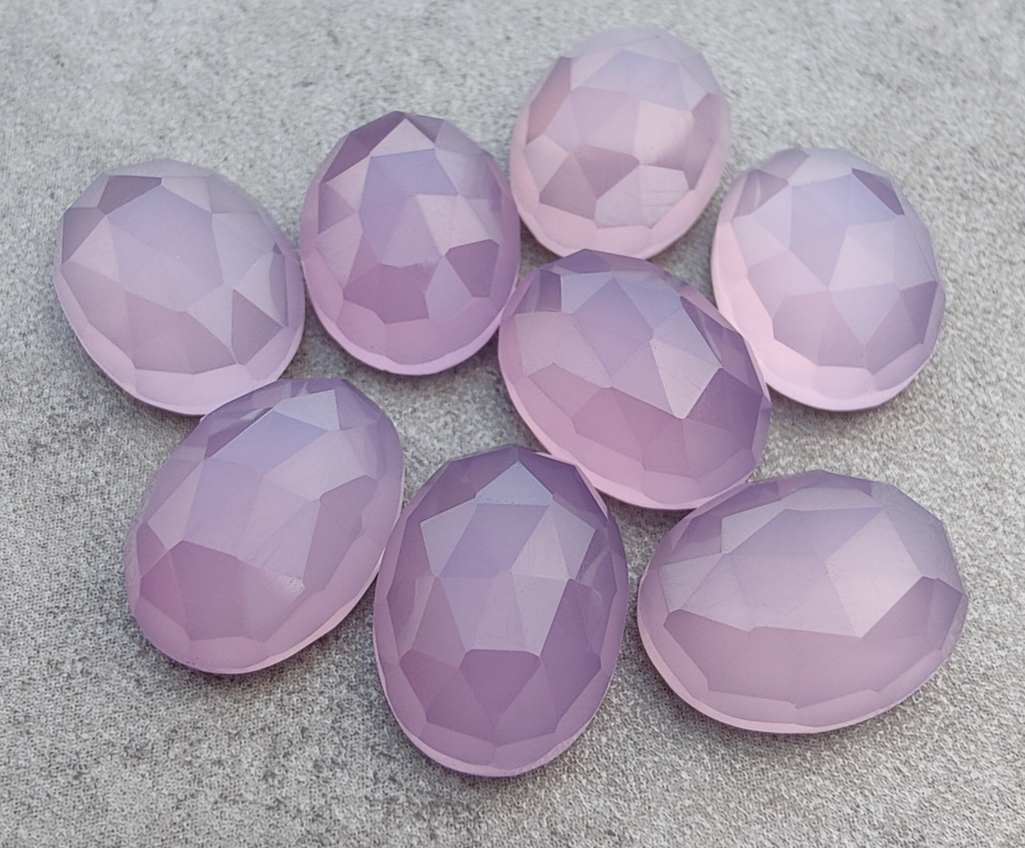 AAA+ QUALITY NATURAL LAVENDER CHALCEDONY OVAL SHAPE ROSE CUT FLAT BACK CALIRATED GEMSTONES, ALL SIZES AVAILABLE