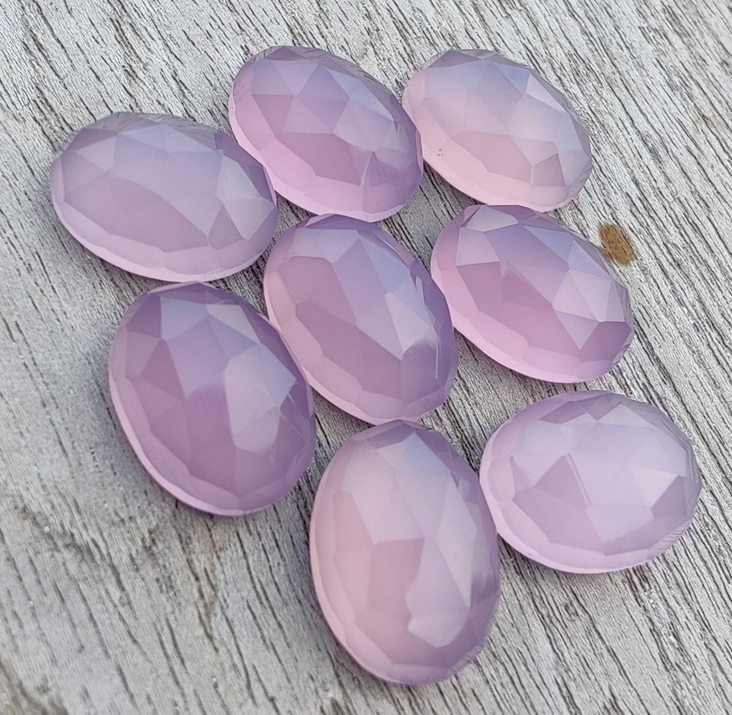 AAA+ QUALITY NATURAL LAVENDER CHALCEDONY OVAL SHAPE ROSE CUT FLAT BACK CALIRATED GEMSTONES, ALL SIZES AVAILABLE