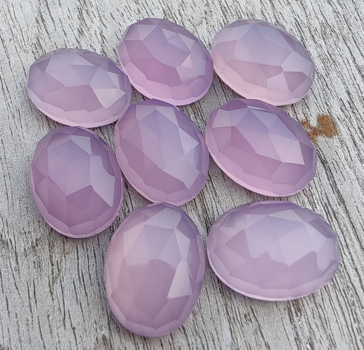 AAA+ QUALITY NATURAL LAVENDER CHALCEDONY OVAL SHAPE ROSE CUT FLAT BACK CALIRATED GEMSTONES, ALL SIZES AVAILABLE