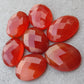 NATURAL RED ONYX OVAL SHAPE CHECKER CUT FLAT BACK CALIBRATED OVAL SHAPE GEMSTONES, ALL SIZES AVAILABLE