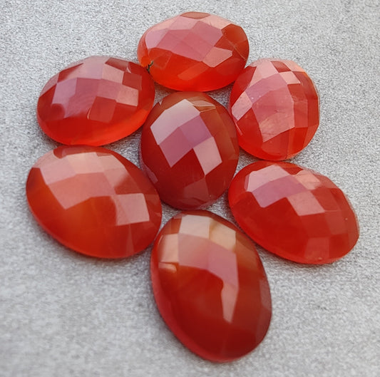 NATURAL RED ONYX OVAL SHAPE CHECKER CUT FLAT BACK CALIBRATED OVAL SHAPE GEMSTONES, ALL SIZES AVAILABLE
