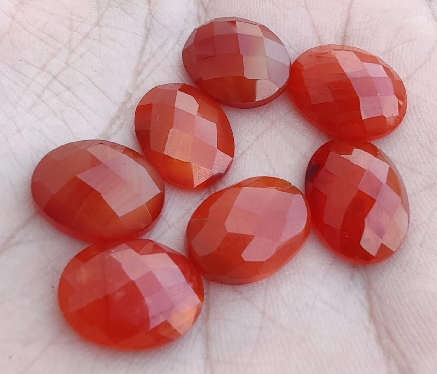 NATURAL RED ONYX OVAL SHAPE CHECKER CUT FLAT BACK CALIBRATED OVAL SHAPE GEMSTONES, ALL SIZES AVAILABLE