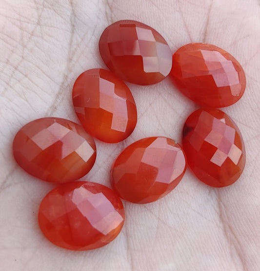 NATURAL RED ONYX OVAL SHAPE CHECKER CUT FLAT BACK CALIBRATED OVAL SHAPE GEMSTONES, ALL SIZES AVAILABLE