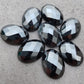 AAA+ QUALITY NATURAL HEMATITE OVAL SHAPE CHECKER CUT FLAT BACK CALIRATED GEMSTONES, ALL SIZES AVAILABLE