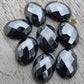 AAA+ QUALITY NATURAL HEMATITE OVAL SHAPE CHECKER CUT FLAT BACK CALIRATED GEMSTONES, ALL SIZES AVAILABLE