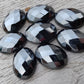 AAA+ QUALITY NATURAL HEMATITE OVAL SHAPE CHECKER CUT FLAT BACK CALIRATED GEMSTONES, ALL SIZES AVAILABLE