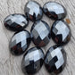 AAA+ QUALITY NATURAL HEMATITE OVAL SHAPE CHECKER CUT FLAT BACK CALIRATED GEMSTONES, ALL SIZES AVAILABLE