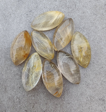 Natural Golden Rutile Marquise Shape Cabochon AAA+ Quality Flat Back Calibrated Wholesale Gemstones, All Sizes Available