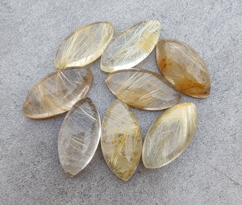 Natural Golden Rutile Marquise Shape Cabochon AAA+ Quality Flat Back Calibrated Wholesale Gemstones, All Sizes Available