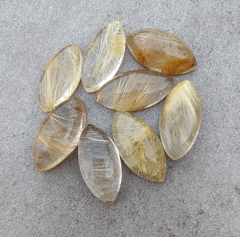 Natural Golden Rutile Marquise Shape Cabochon AAA+ Quality Flat Back Calibrated Wholesale Gemstones, All Sizes Available