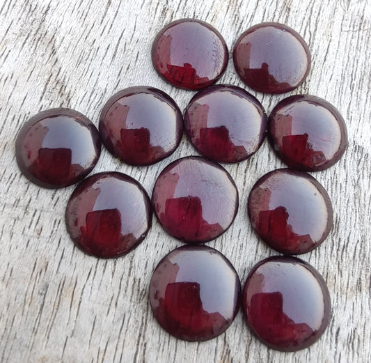 AAA+ QUALITY NATURAL GARNET ROUND SHAPE CABOCHON FLAT BACK CALIBRATED ROUND SHAPE GEMSTONES, ALL SIZES AVAILABLE