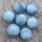 AAA+ QUALITY NATURAL BLUE PERUVIAN OPAL ROUND SHAPE CABOCHON FLAT BACK CALIBRATED GEMSTONES, ALL SIZES AVAILABLE