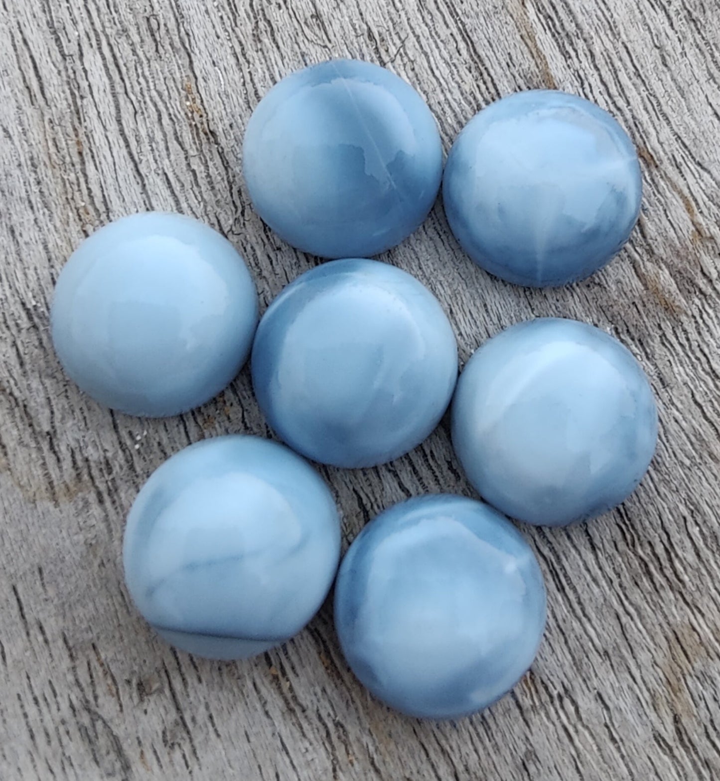 AAA+ QUALITY NATURAL BLUE PERUVIAN OPAL ROUND SHAPE CABOCHON FLAT BACK CALIBRATED GEMSTONES, ALL SIZES AVAILABLE