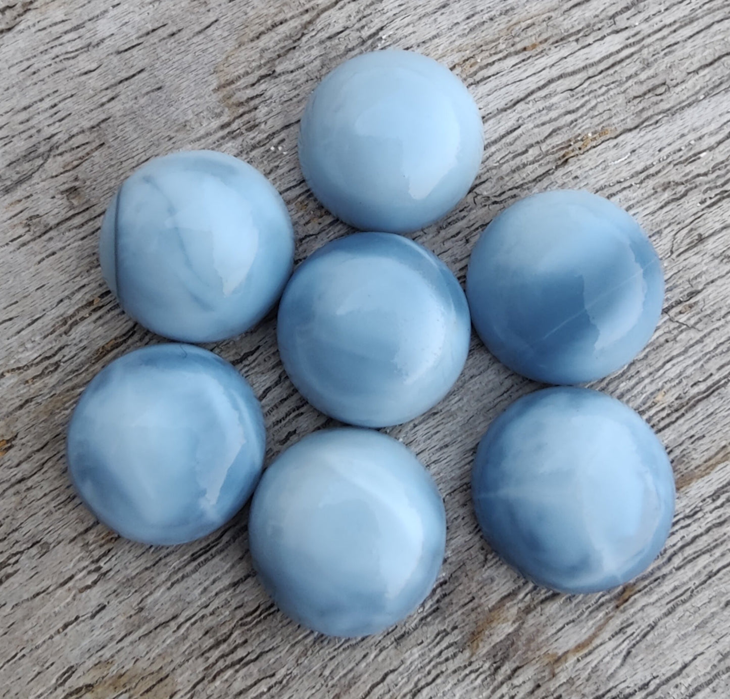 AAA+ QUALITY NATURAL BLUE PERUVIAN OPAL ROUND SHAPE CABOCHON FLAT BACK CALIBRATED GEMSTONES, ALL SIZES AVAILABLE