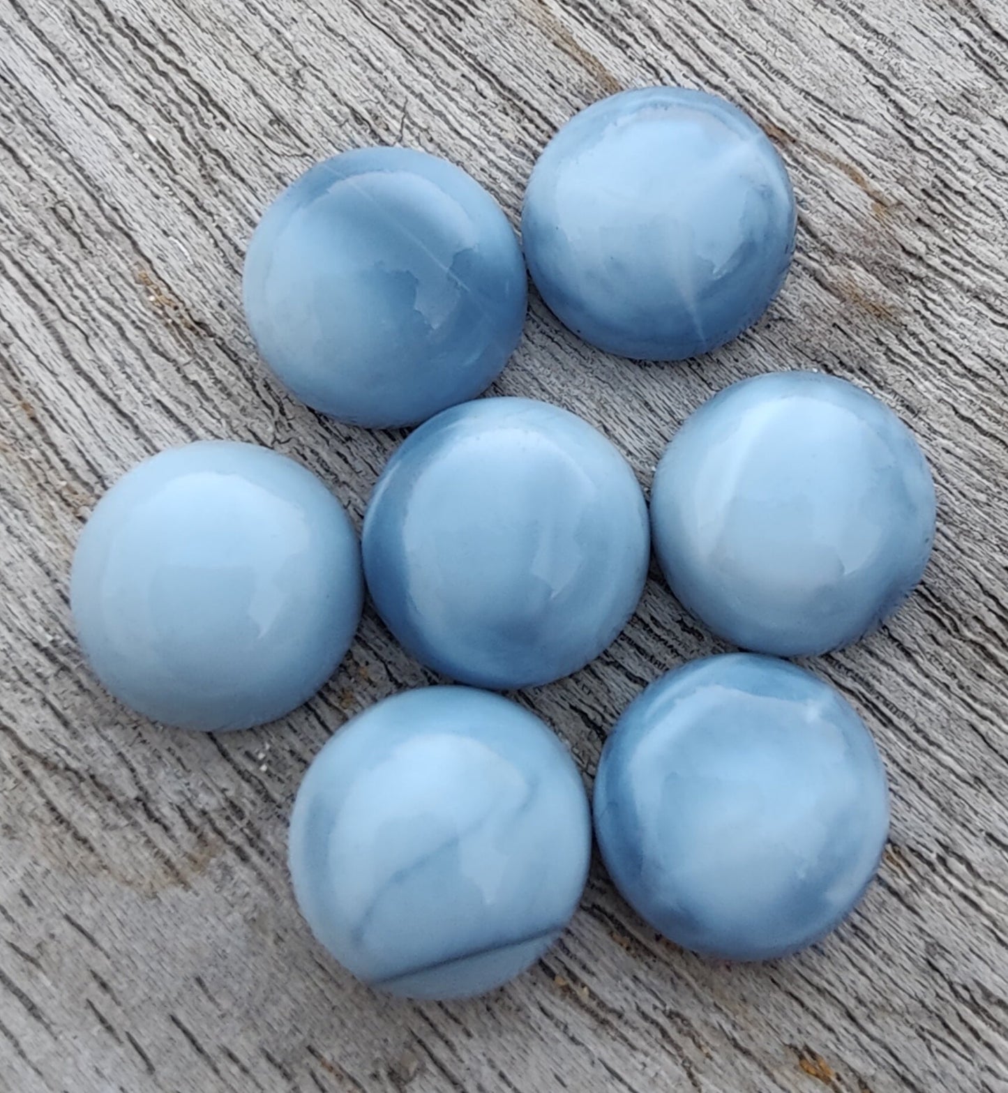 AAA+ QUALITY NATURAL BLUE PERUVIAN OPAL ROUND SHAPE CABOCHON FLAT BACK CALIBRATED GEMSTONES, ALL SIZES AVAILABLE