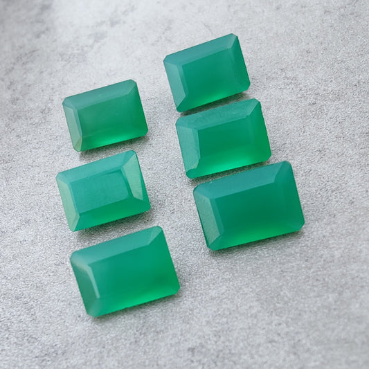 AAA+ QUALITY NATURAL GREEN ONYX RECTANGLE SHAPE FACETED CUT CALIBRATED GEMSTONES, ALL SIZES AVAILABLE