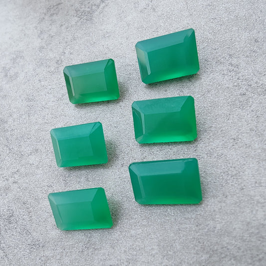 AAA+ QUALITY NATURAL GREEN ONYX RECTANGLE SHAPE FACETED CUT CALIBRATED GEMSTONES, ALL SIZES AVAILABLE