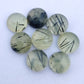AAA+ QUALITY NATURAL PREHNITE RUTILE ROUND SHAPE CABOCHON FLAT BACK CALIBRATED ROUND SHAPE GEMSTONES, ALL SIZES AVAILABLE