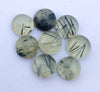 AAA+ QUALITY NATURAL PREHNITE RUTILE ROUND SHAPE CABOCHON FLAT BACK CALIBRATED ROUND SHAPE GEMSTONES, ALL SIZES AVAILABLE