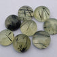 AAA+ QUALITY NATURAL PREHNITE RUTILE ROUND SHAPE CABOCHON FLAT BACK CALIBRATED ROUND SHAPE GEMSTONES, ALL SIZES AVAILABLE