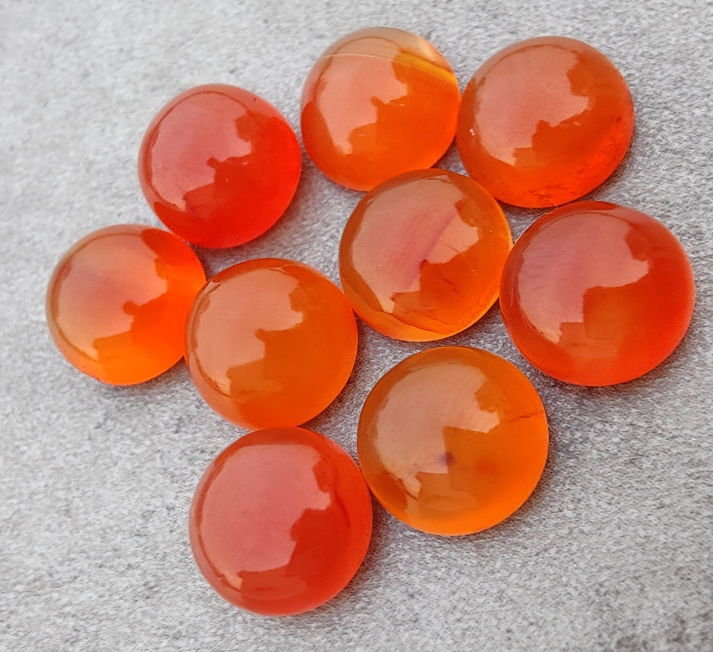 AAA+ QUALITY NATURAL CARNELIAN ROUND SHAPE CABOCHON FLAT BACK CALIBRATED GEMSTONES, ALL SIZES AVAILABLE