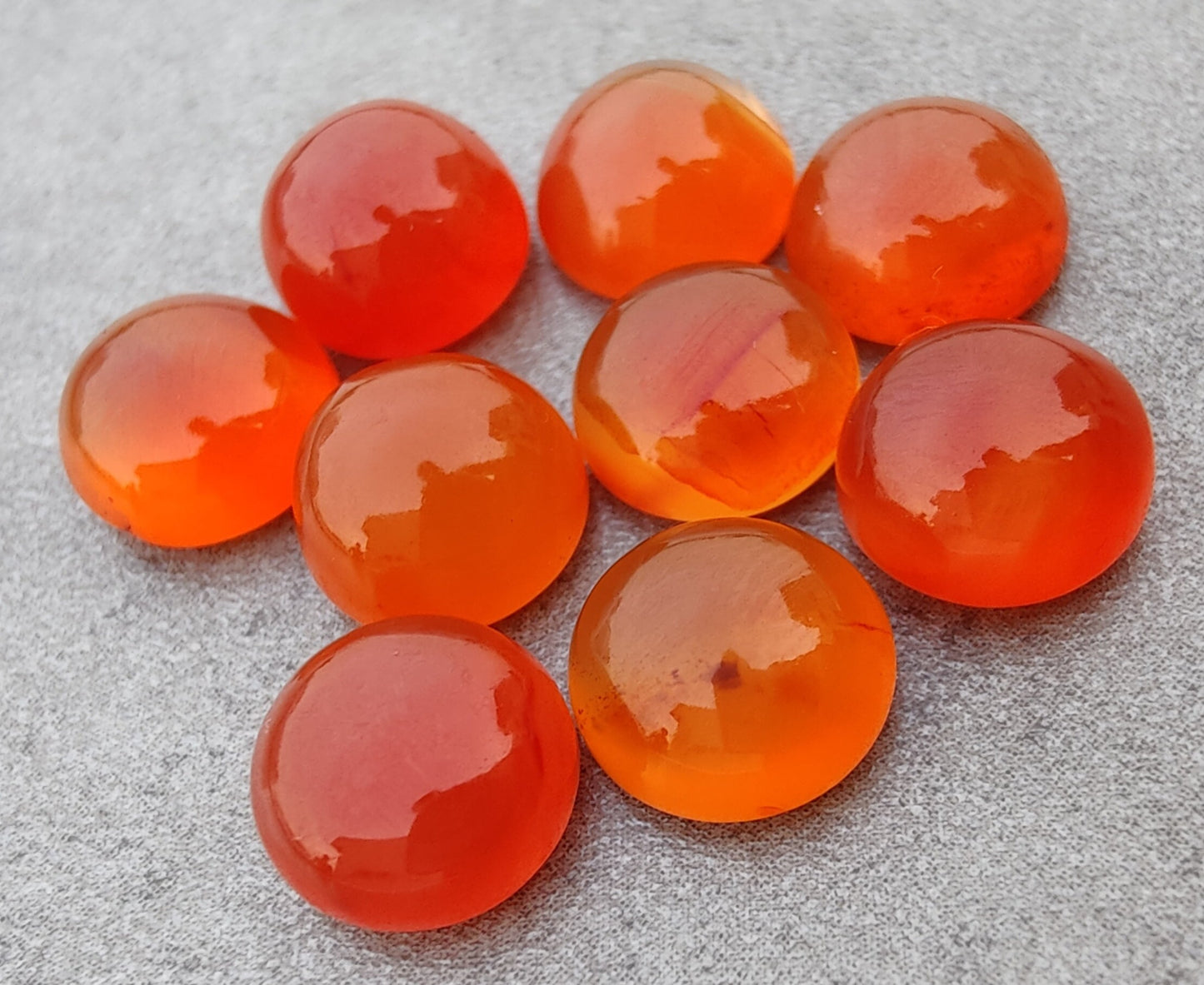 AAA+ QUALITY NATURAL CARNELIAN ROUND SHAPE CABOCHON FLAT BACK CALIBRATED GEMSTONES, ALL SIZES AVAILABLE