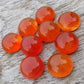 AAA+ QUALITY NATURAL CARNELIAN ROUND SHAPE CABOCHON FLAT BACK CALIBRATED GEMSTONES, ALL SIZES AVAILABLE
