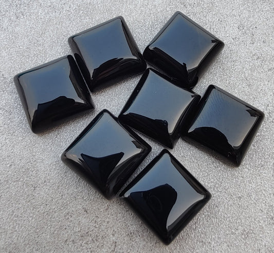 AAA+ QUALITY NATURAL BLACK ONYX SQUARE SHAPE FLAT BACK CABOCHON CALIBRATED GEMSTONES, ALL SIZES AVAILABLE