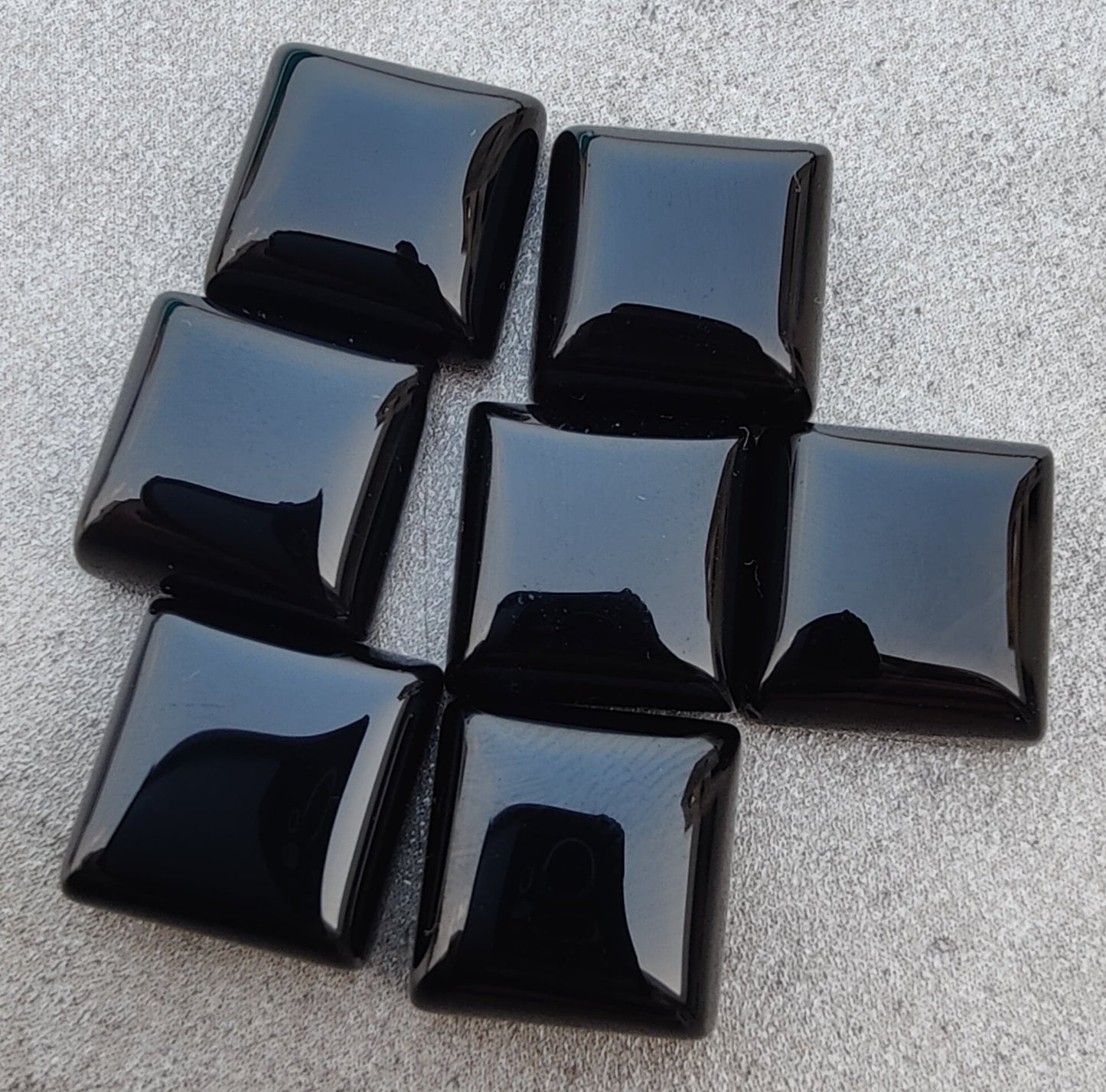 AAA+ QUALITY NATURAL BLACK ONYX SQUARE SHAPE FLAT BACK CABOCHON CALIBRATED GEMSTONES, ALL SIZES AVAILABLE