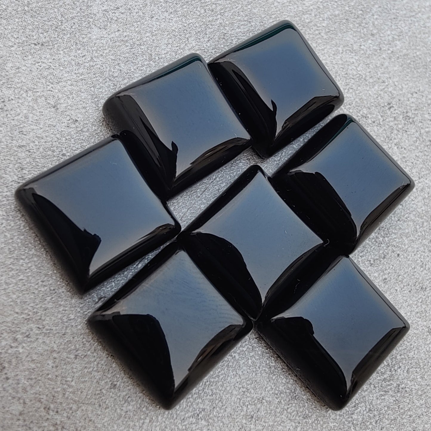 AAA+ QUALITY NATURAL BLACK ONYX SQUARE SHAPE FLAT BACK CABOCHON CALIBRATED GEMSTONES, ALL SIZES AVAILABLE