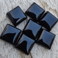 AAA+ QUALITY NATURAL BLACK ONYX SQUARE SHAPE FLAT BACK CABOCHON CALIBRATED GEMSTONES, ALL SIZES AVAILABLE