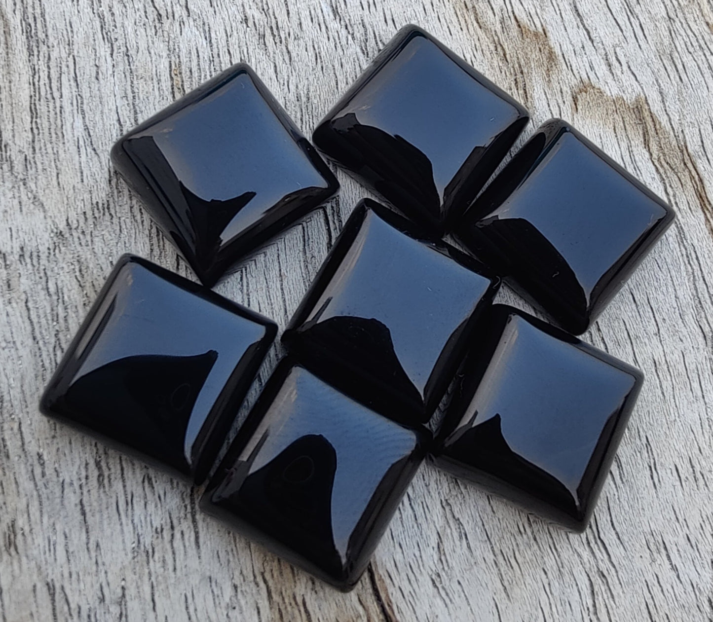 AAA+ QUALITY NATURAL BLACK ONYX SQUARE SHAPE FLAT BACK CABOCHON CALIBRATED GEMSTONES, ALL SIZES AVAILABLE