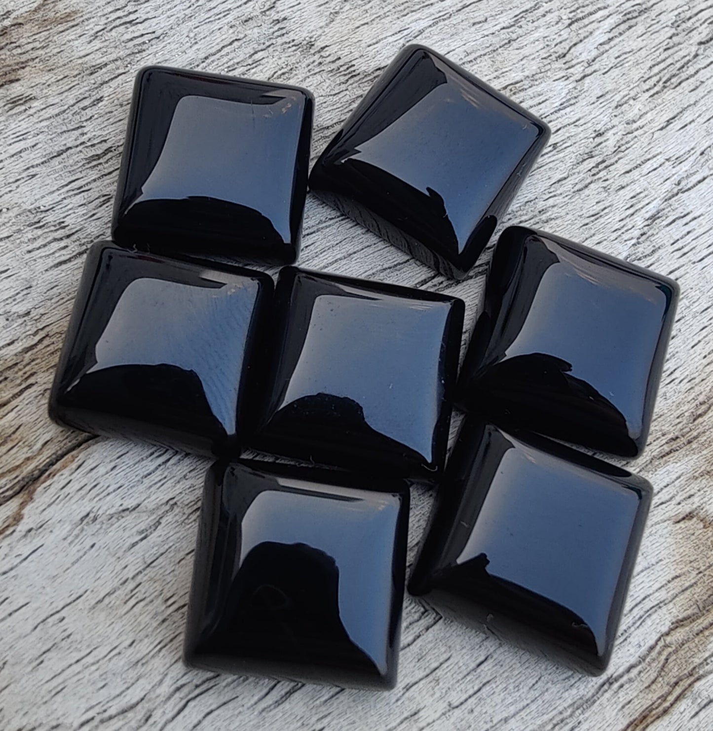 AAA+ QUALITY NATURAL BLACK ONYX SQUARE SHAPE FLAT BACK CABOCHON CALIBRATED GEMSTONES, ALL SIZES AVAILABLE