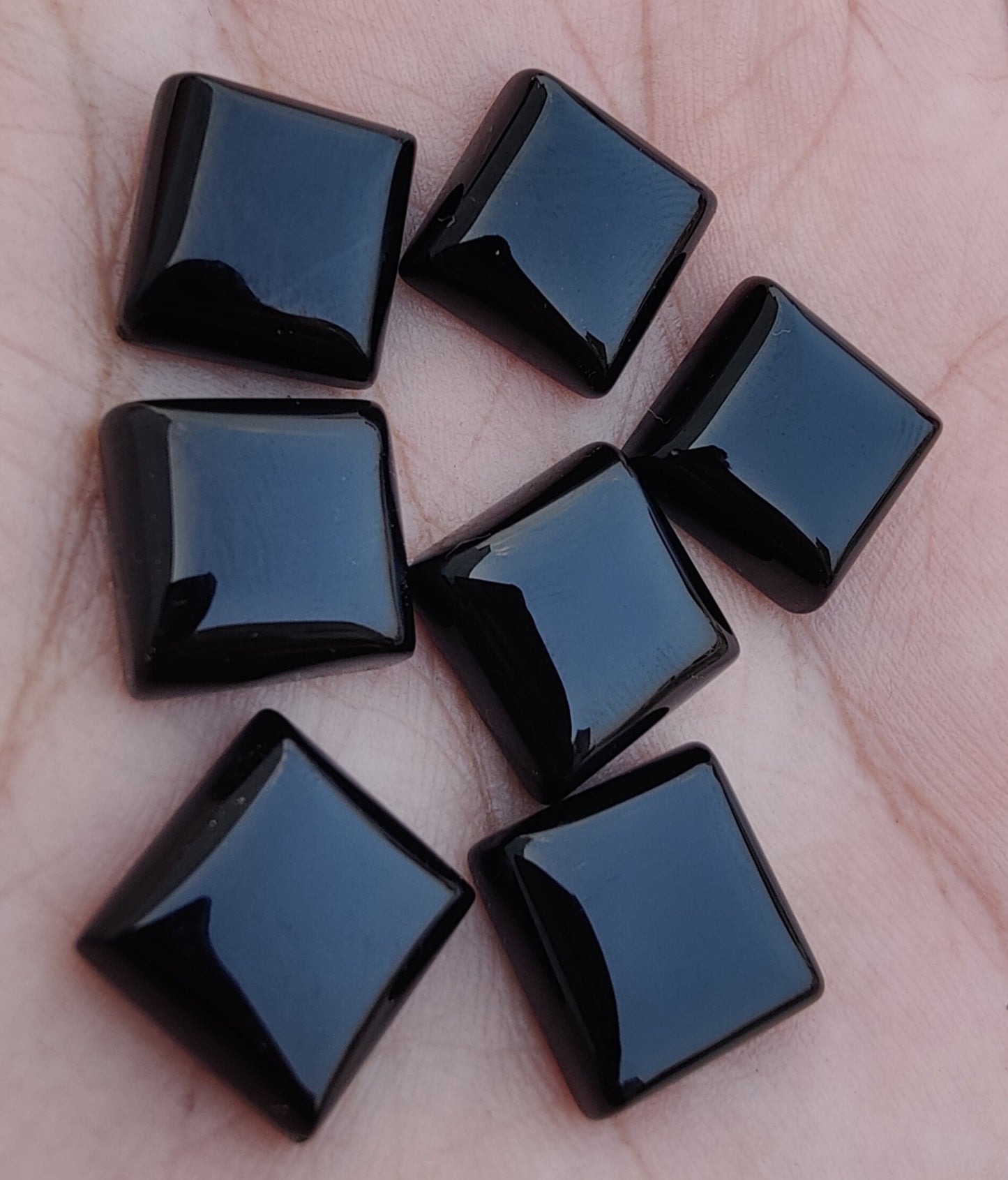 AAA+ QUALITY NATURAL BLACK ONYX SQUARE SHAPE FLAT BACK CABOCHON CALIBRATED GEMSTONES, ALL SIZES AVAILABLE