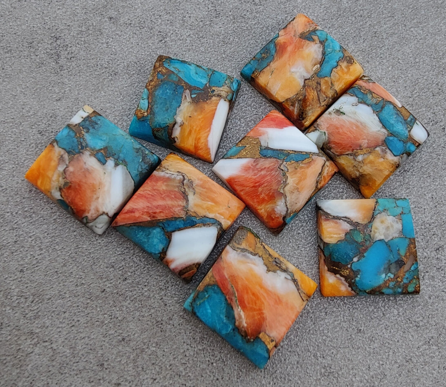 AAA+ QUALITY NATURAL SPINY OYSTER TURQUOISE SQUARE SHAPE FLAT BACK CABOCHON CALIBRATED GEMSTONES, ALL SIZES AVAILABLE