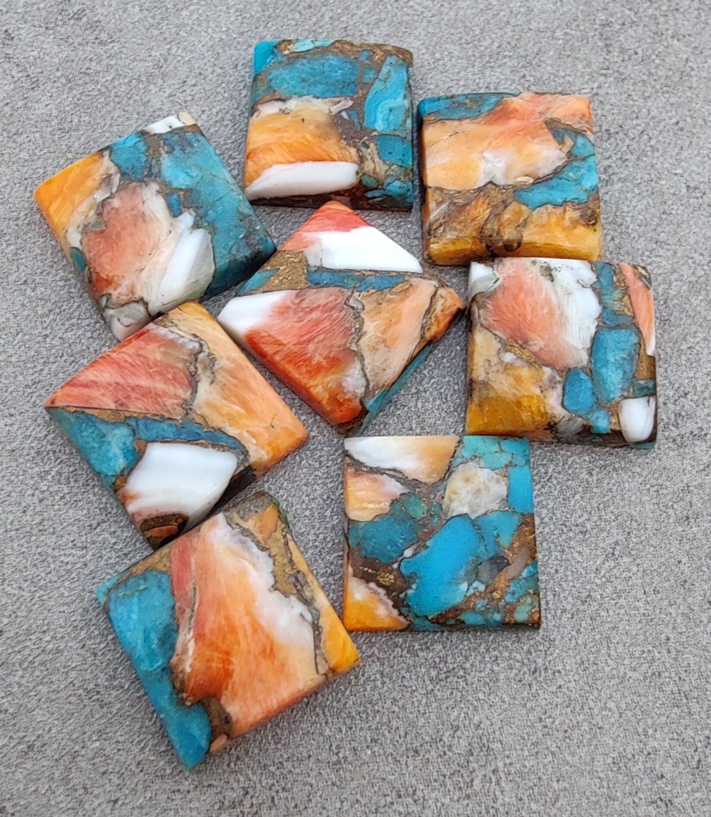 AAA+ QUALITY NATURAL SPINY OYSTER TURQUOISE SQUARE SHAPE FLAT BACK CABOCHON CALIBRATED GEMSTONES, ALL SIZES AVAILABLE