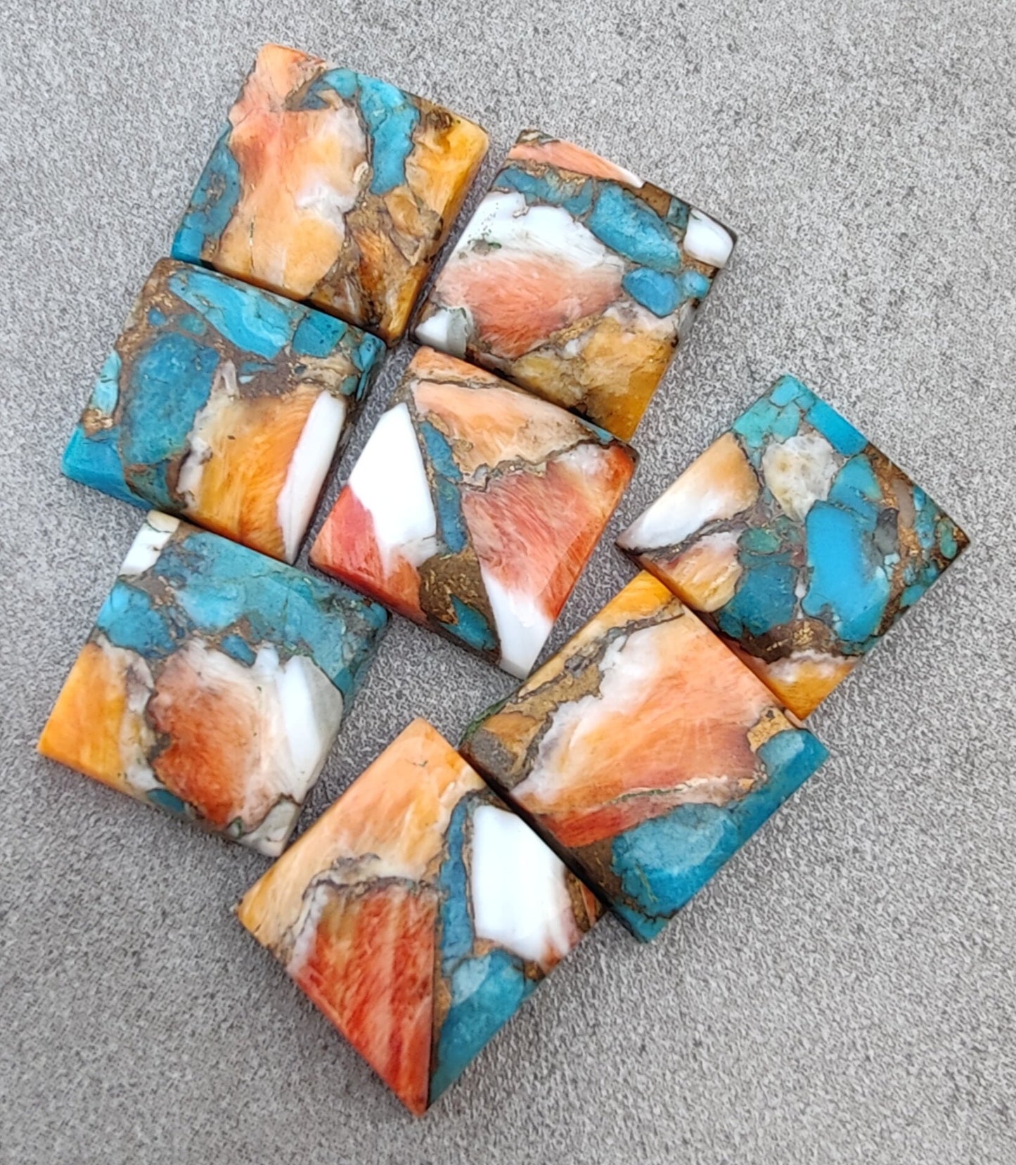 AAA+ QUALITY NATURAL SPINY OYSTER TURQUOISE SQUARE SHAPE FLAT BACK CABOCHON CALIBRATED GEMSTONES, ALL SIZES AVAILABLE