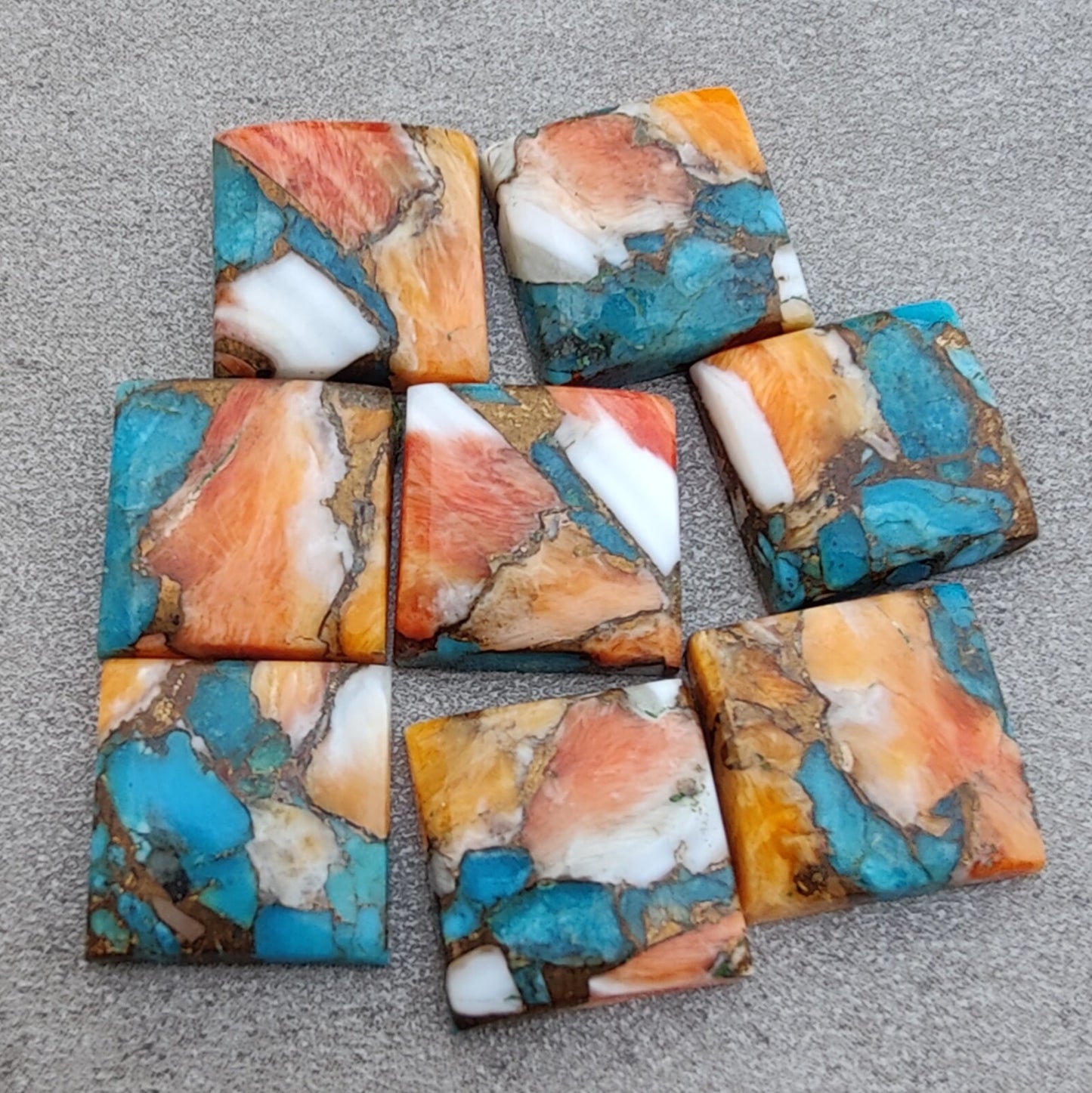 AAA+ QUALITY NATURAL SPINY OYSTER TURQUOISE SQUARE SHAPE FLAT BACK CABOCHON CALIBRATED GEMSTONES, ALL SIZES AVAILABLE
