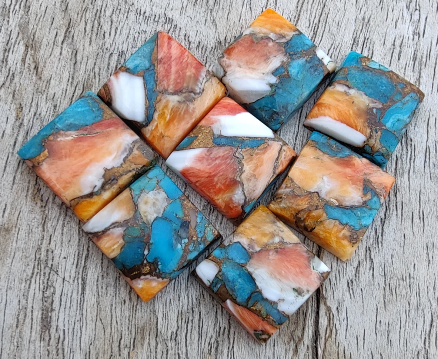 AAA+ QUALITY NATURAL SPINY OYSTER TURQUOISE SQUARE SHAPE FLAT BACK CABOCHON CALIBRATED GEMSTONES, ALL SIZES AVAILABLE