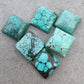 AAA+ QUALITY NATURAL TIBETAN TURQUOISE SQUARE SHAPE CABOCHON FLAT BACK CALIBRATED GEMSTONES, ALL SIZES AVAILABLE