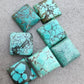 AAA+ QUALITY NATURAL TIBETAN TURQUOISE SQUARE SHAPE CABOCHON FLAT BACK CALIBRATED GEMSTONES, ALL SIZES AVAILABLE