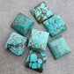AAA+ QUALITY NATURAL TIBETAN TURQUOISE SQUARE SHAPE CABOCHON FLAT BACK CALIBRATED GEMSTONES, ALL SIZES AVAILABLE