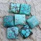 AAA+ QUALITY NATURAL TIBETAN TURQUOISE SQUARE SHAPE CABOCHON FLAT BACK CALIBRATED GEMSTONES, ALL SIZES AVAILABLE
