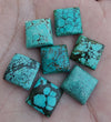 AAA+ QUALITY NATURAL TIBETAN TURQUOISE SQUARE SHAPE CABOCHON FLAT BACK CALIBRATED GEMSTONES, ALL SIZES AVAILABLE