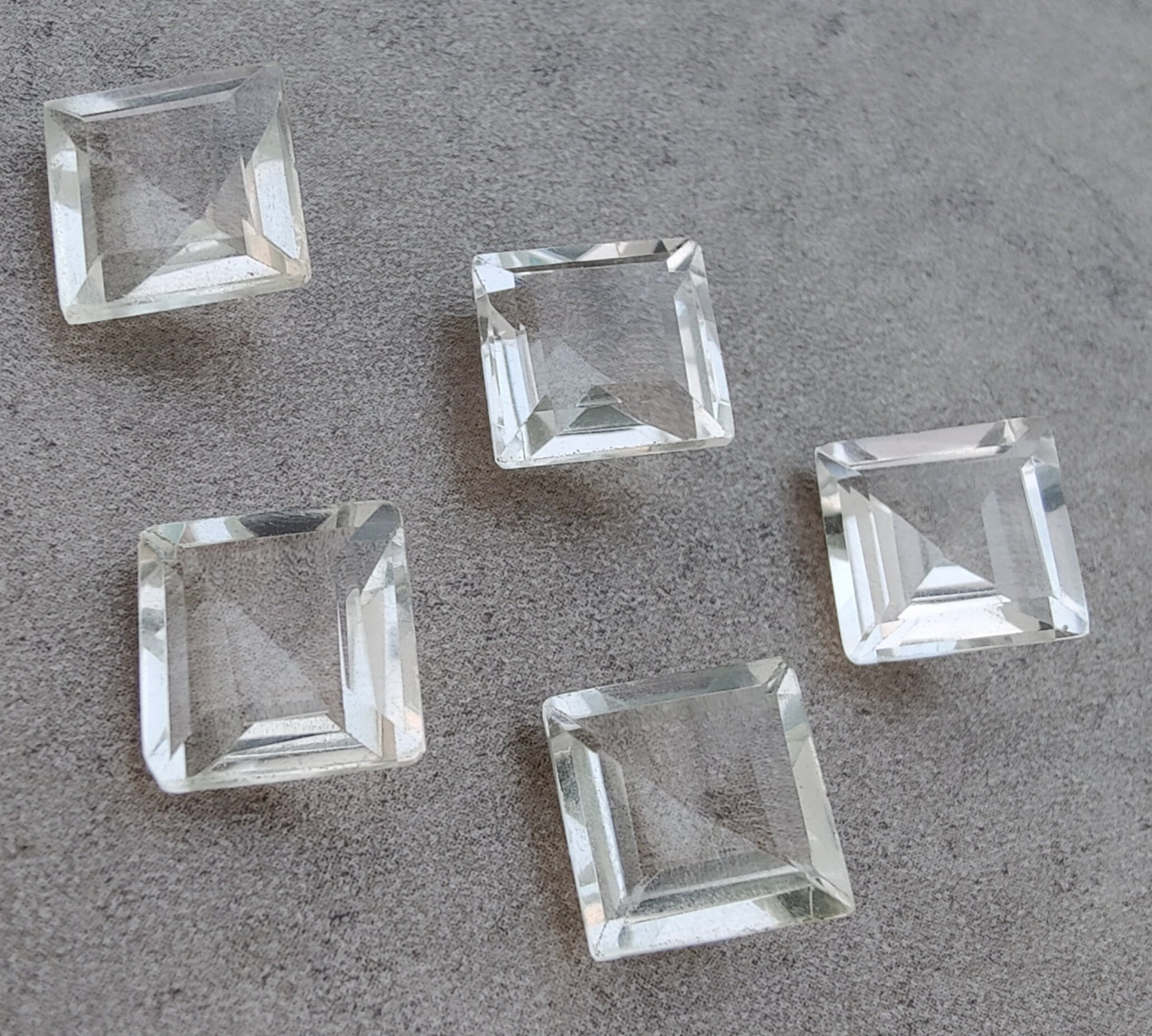 AAA+ QUALITY NATURAL CRYSTAL QUARTZ SQUARE SHAPE FACETED CUT FLAT BACK CALIBRATED GEMSTONES, ALL SIZES AVAILABLE