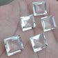 AAA+ QUALITY NATURAL CRYSTAL QUARTZ SQUARE SHAPE FACETED CUT FLAT BACK CALIBRATED GEMSTONES, ALL SIZES AVAILABLE