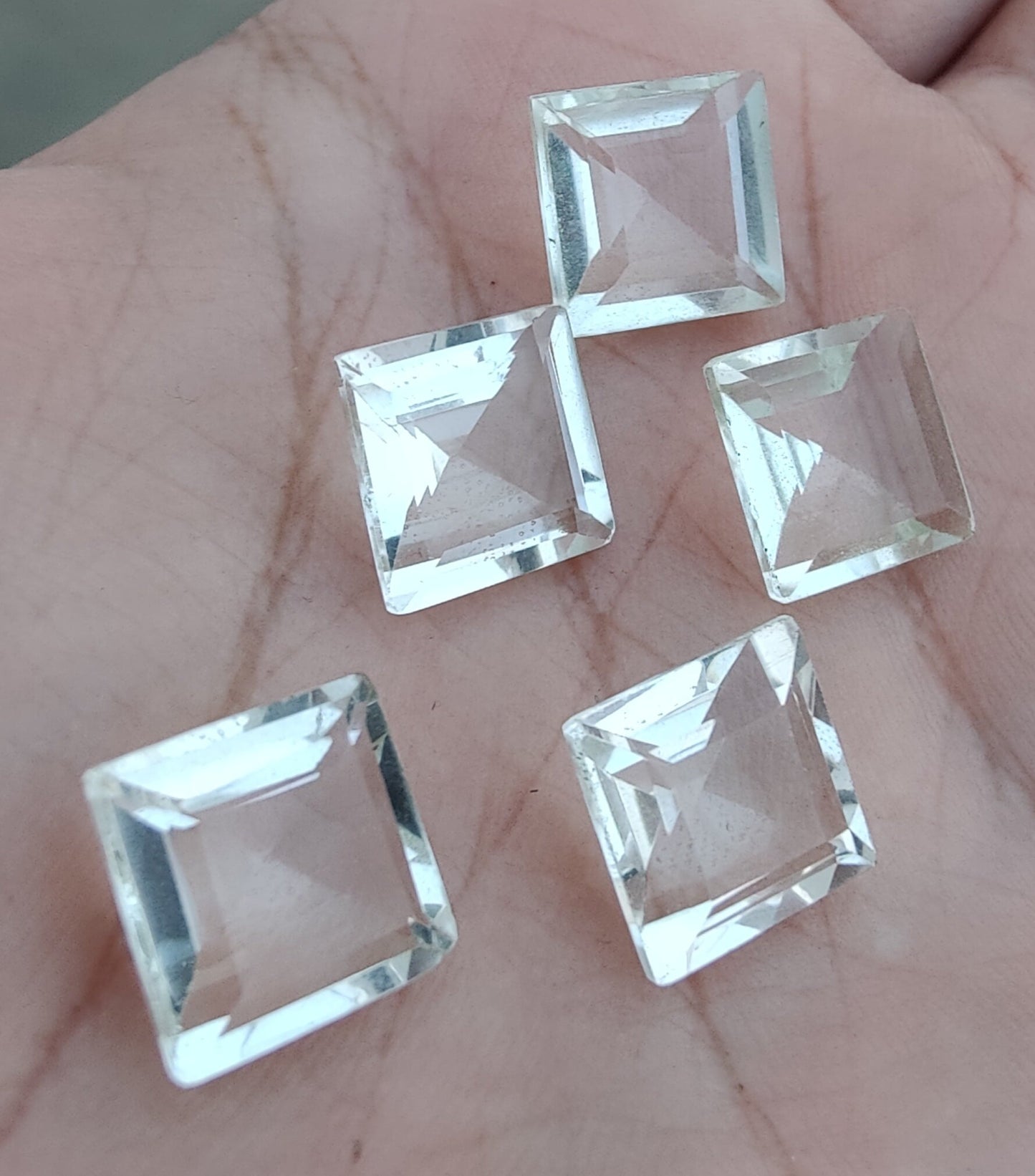 AAA+ QUALITY NATURAL CRYSTAL QUARTZ SQUARE SHAPE FACETED CUT FLAT BACK CALIBRATED GEMSTONES, ALL SIZES AVAILABLE