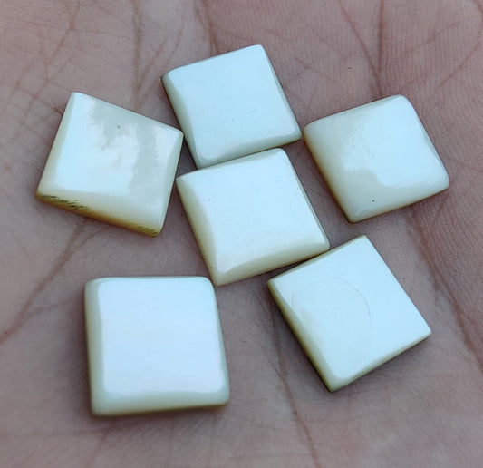 NATURAL MOTHER OF PEARL SQUARE SHAPE CABOCHON FLAT BACK TOP GRADE CALIBRATED GEMSTONES, ALL SIZES AVAILABLE